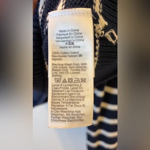 J. Crew roll neck navy blue and White Striped Sweater size XS - Picture 3 of 5